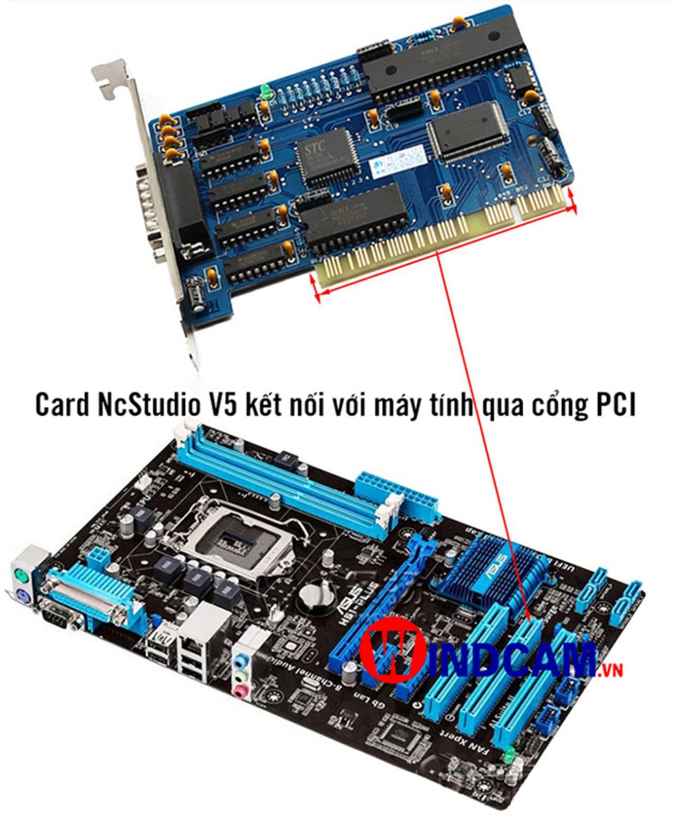 Card Ncstudio V5 kết nối máy tính qua công PCI